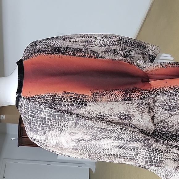 Nine West Long Sleeve Snake Print Elastic Waist Midi Dress Size 14 - Picture 6 of 14